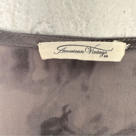 AMERICAN VINTAGE Silk Dress Size Medium Boho Knot Front Boxy V Neck - Picture 5 of 11